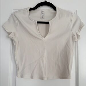 ALO Yoga Cream Ribbed Crop Top